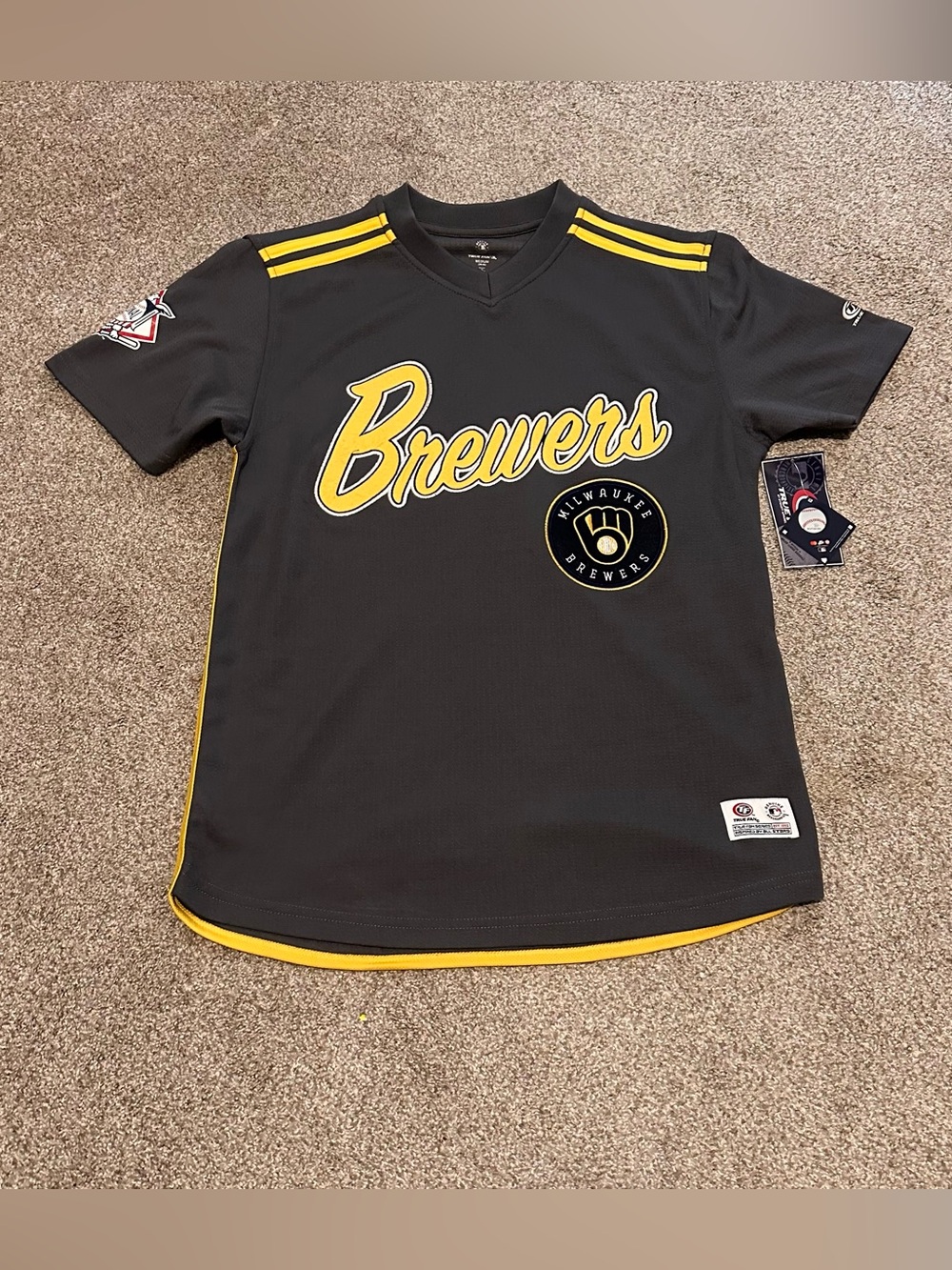Milwaukee Brewers Men’s Gray and Yellow Jersey